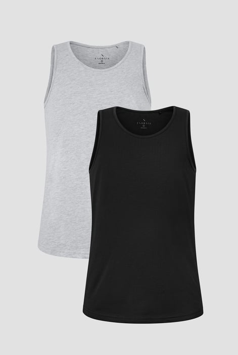 Men's Grey/Black Cotton Jersey Vest 2 PCs  Pack