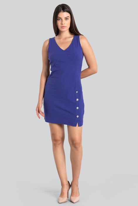 Womens Pink Sleeveless Button Detail Mini Dress