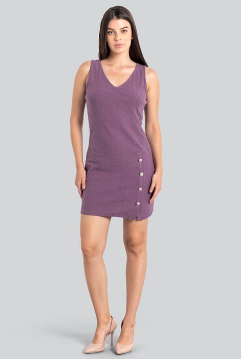 Womens Pink Sleeveless Button Detail Mini Dress