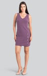 Womens Sleeveless Button Detail Mini Dress