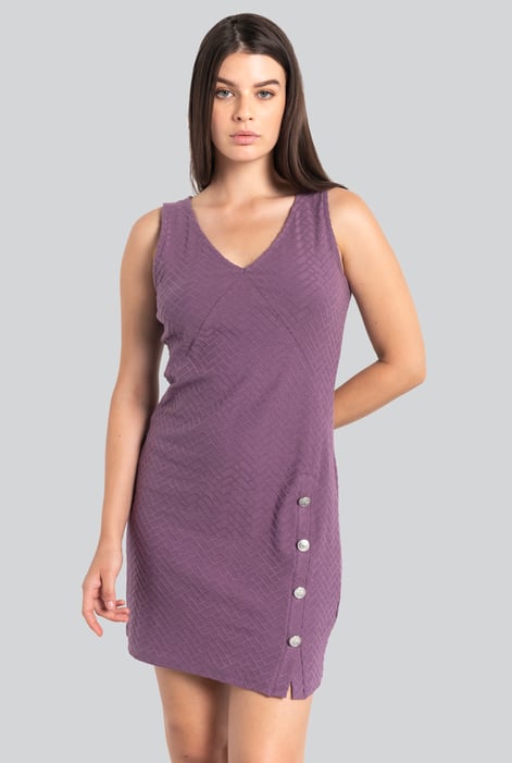 Womens Pink Sleeveless Button Detail Mini Dress