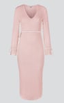 Textured Stretch Jersey Long Sleeve Midi Dress