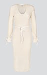 Textured Stretch Jersey Long Sleeve Midi Dress