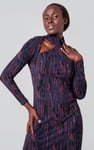 Womens Cut Out Printed Midi Flare Dress