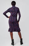 Womens Cut Out Printed Midi Flare Dress