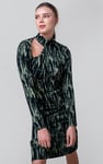 Womens Cut Out Printed Midi Flare Dress