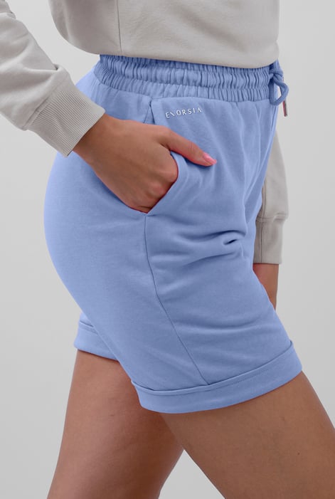 Womens Blue Roll Up Pull-on Shorts