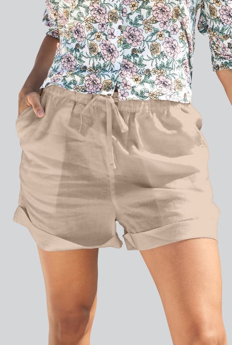 White Linen Blend Shorts