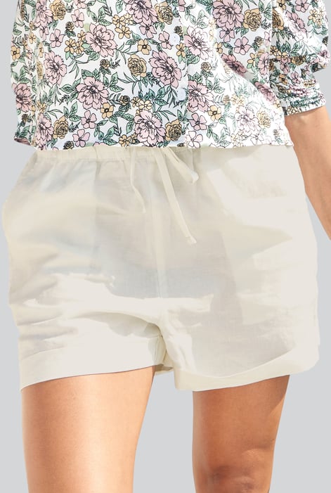 White Linen Blend Shorts