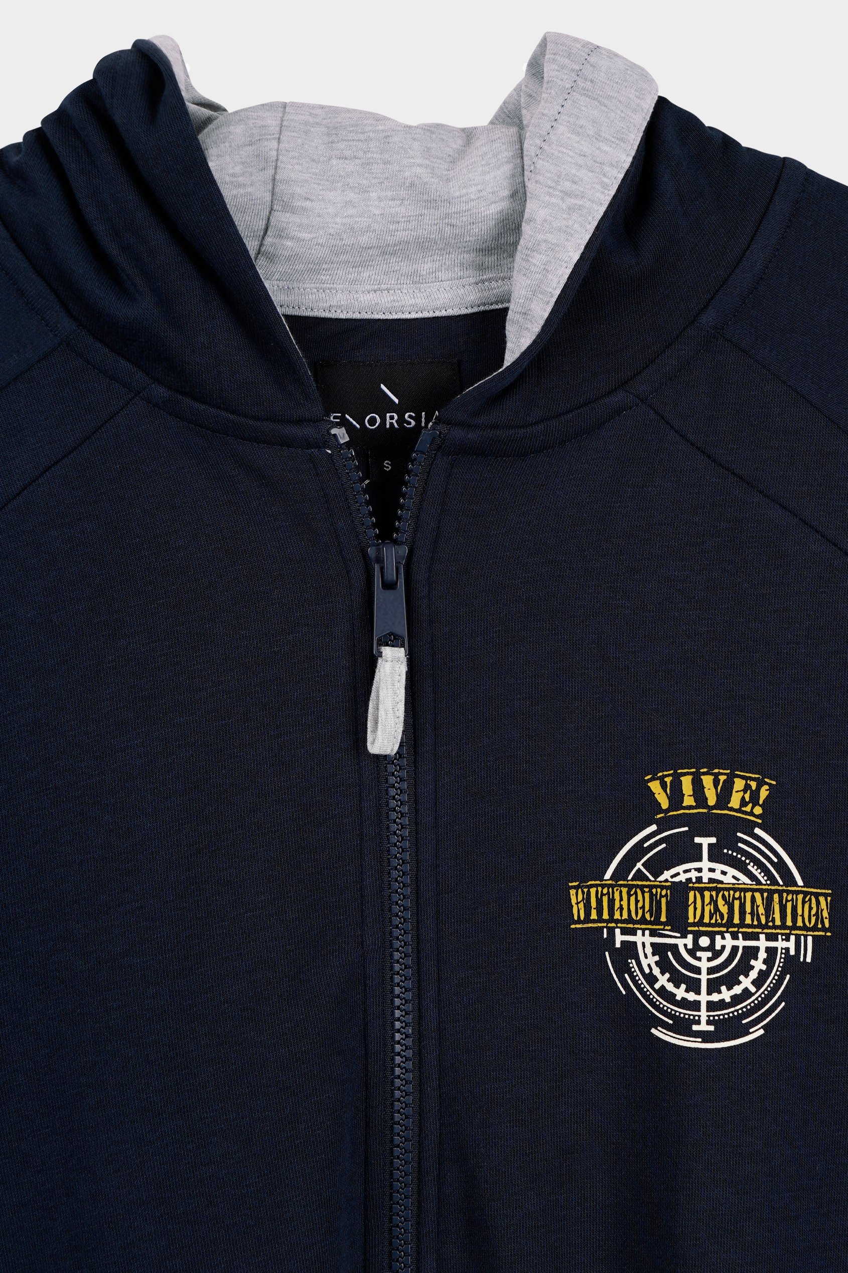 Mens Wave Full Zip  Contrast Hoodie