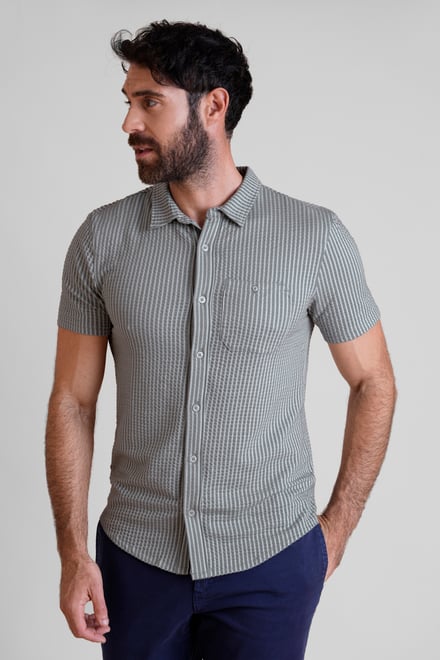 Jersey Searsucker Stripe Short Sleeve Shirt