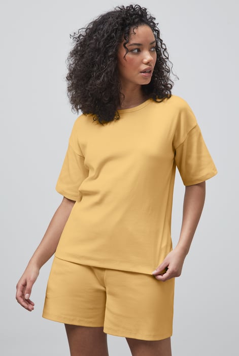 White Oversized Ribbed T-Shirt & Shorts Set