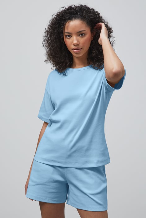 White Oversized Ribbed T-Shirt & Shorts Set