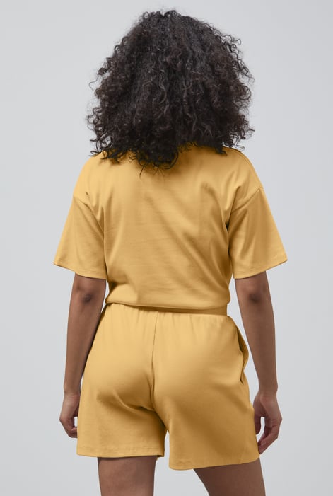 Yellow Oversized Ribbed T-Shirt & Shorts Set