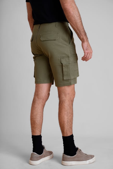 Men's Olive Stretch Cotton Cargo Shorts