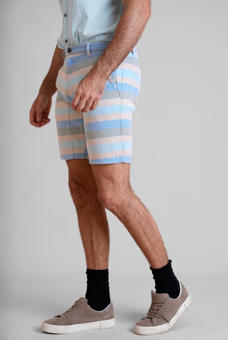 Men's Multicoloured Textured Striped Chino Short