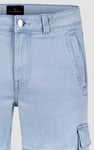 Light Blue Stretch Denim Cargo Shorts