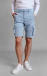 Light Blue Stretch Denim Cargo Shorts