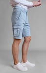 Light Blue Stretch Denim Cargo Shorts