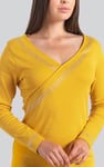 Womens Full Sleeve Embroidered Wrap Dress
