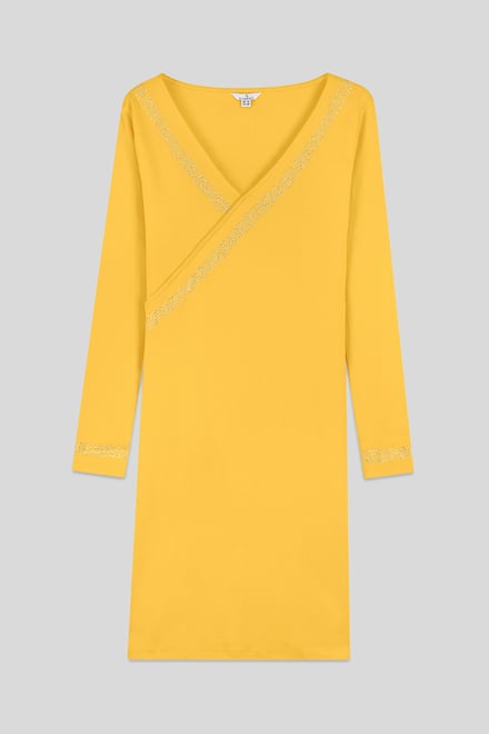 Womens Full Sleeve Embroidered Wrap Dress