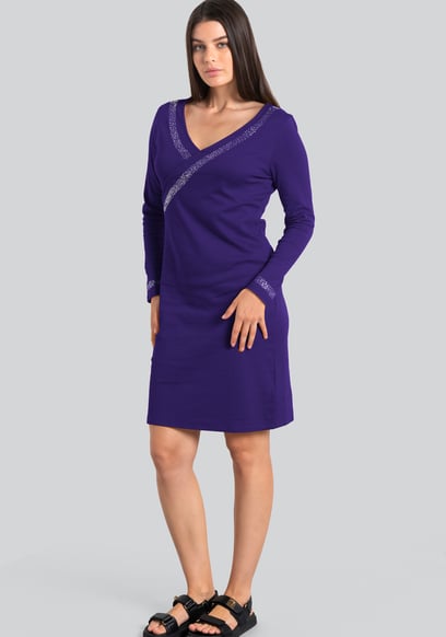 Womens Full Sleeve Embroidered Wrap Dress