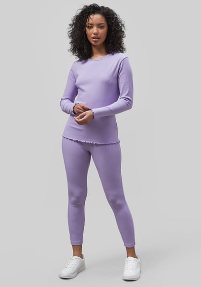 LS Picoting Ribbed T-Shirt & Leggings Set