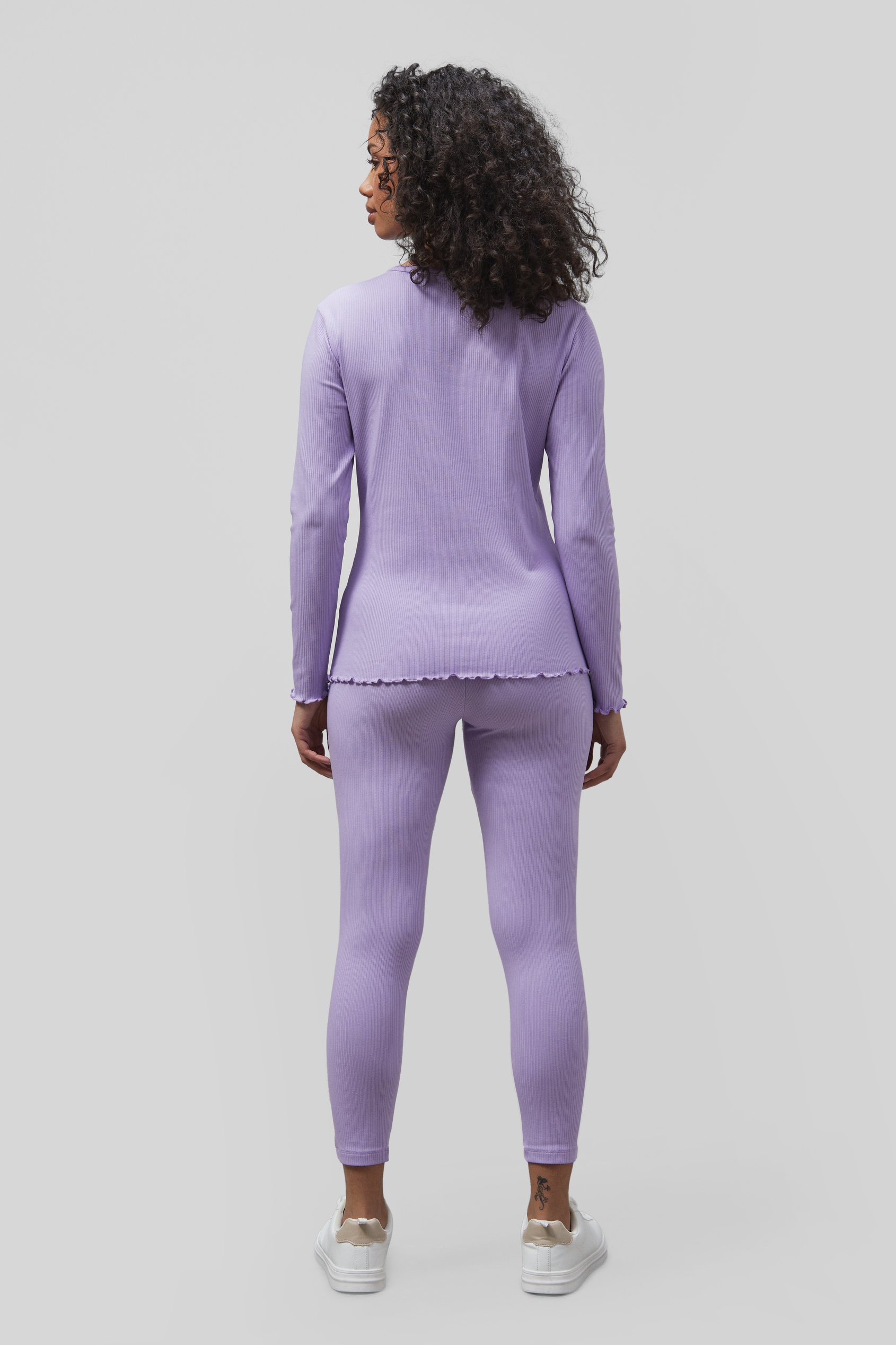 LS Picoting Ribbed T-Shirt & Leggings Set