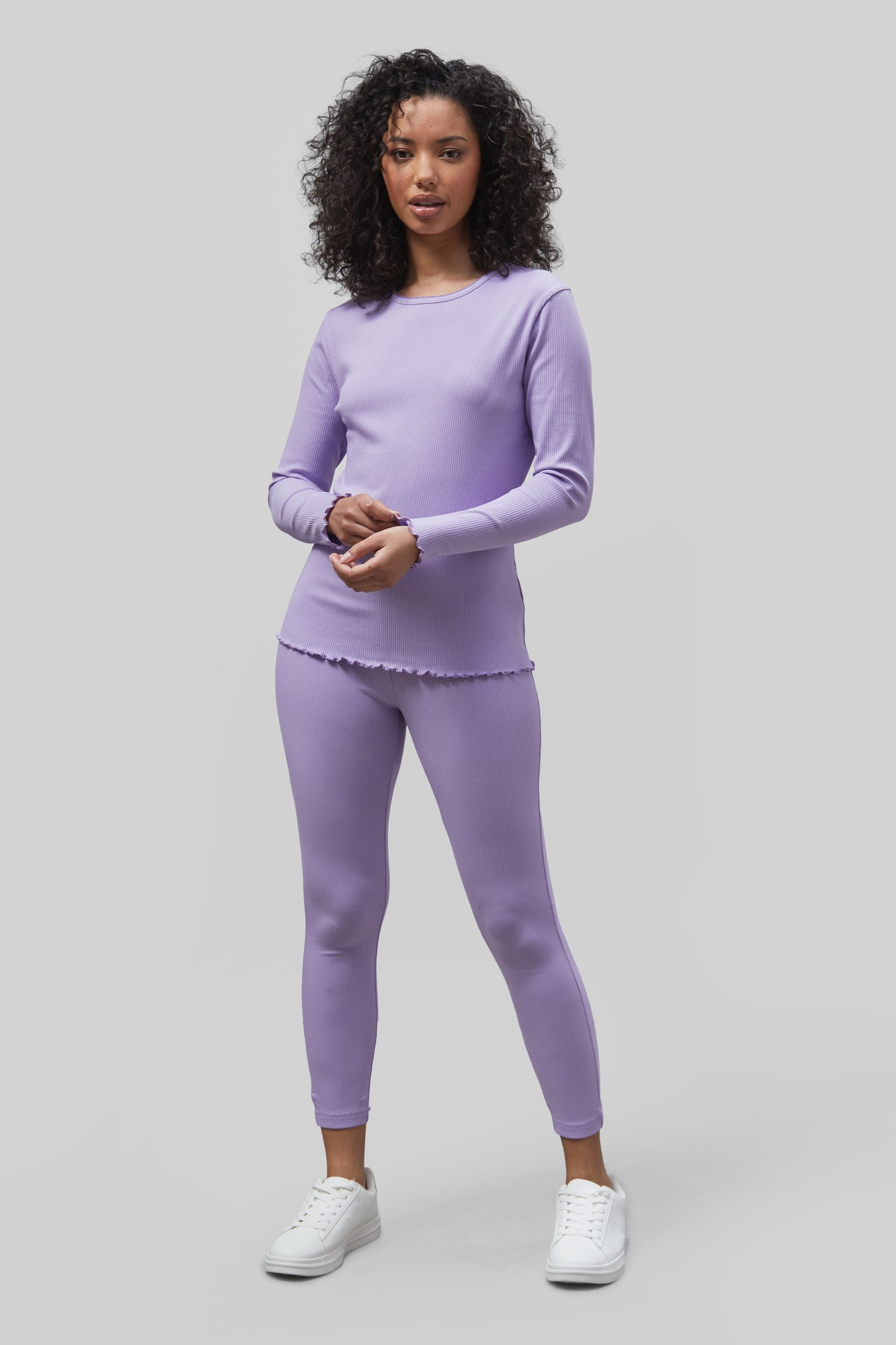 LS Picoting Ribbed T-Shirt & Leggings Set