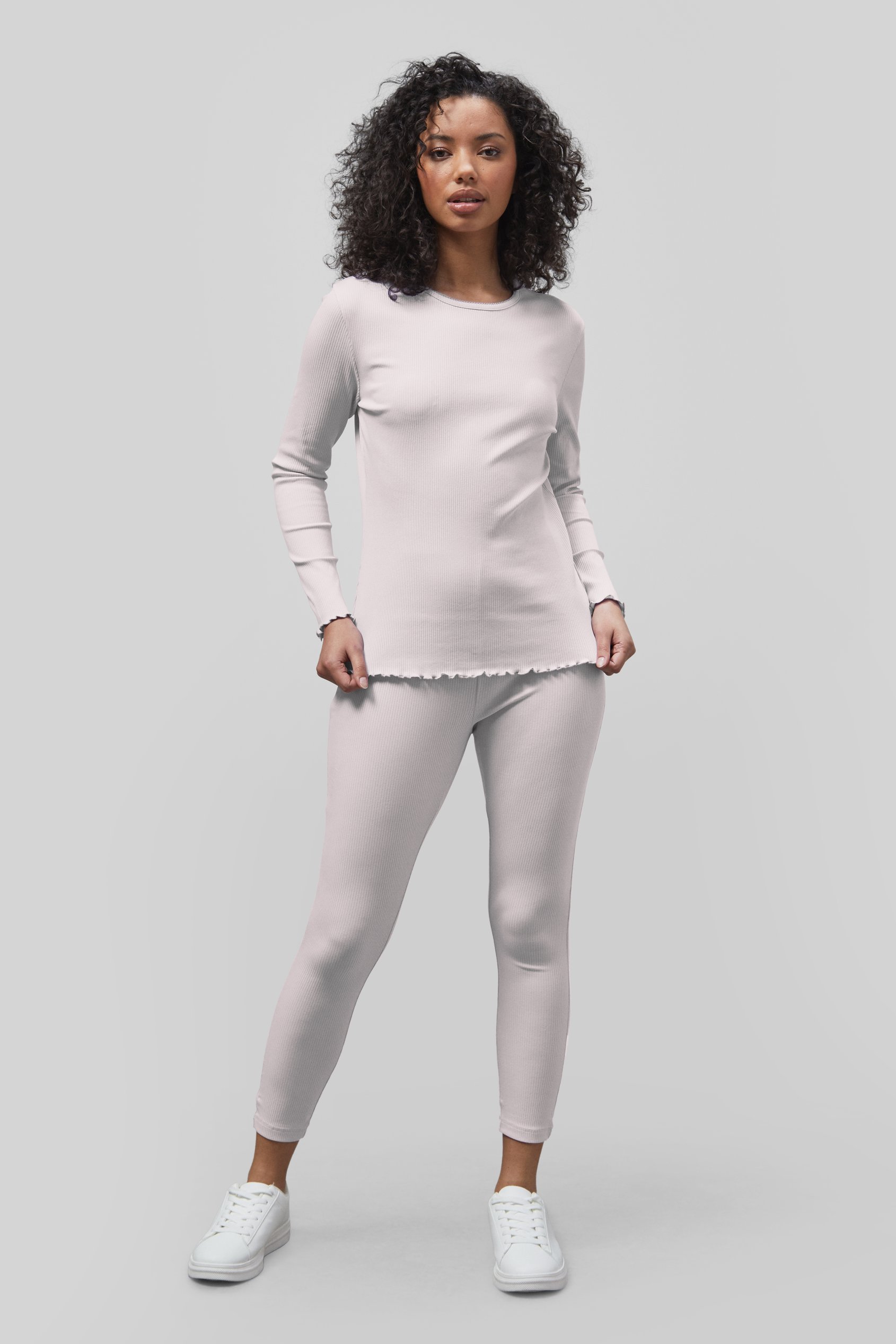 LS Picoting Ribbed T-Shirt & Leggings Set