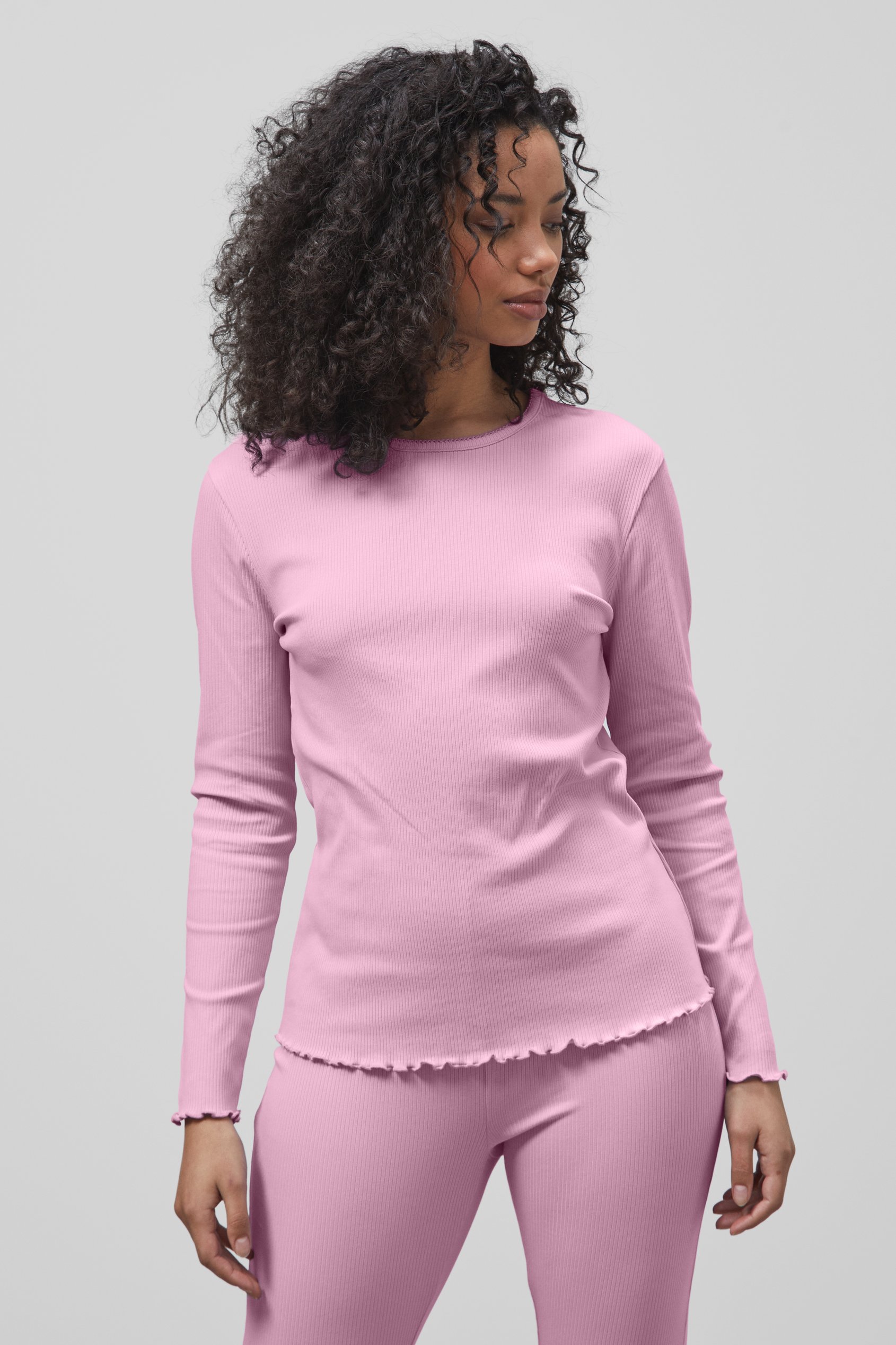 LS Picoting Ribbed T-Shirt & Leggings Set