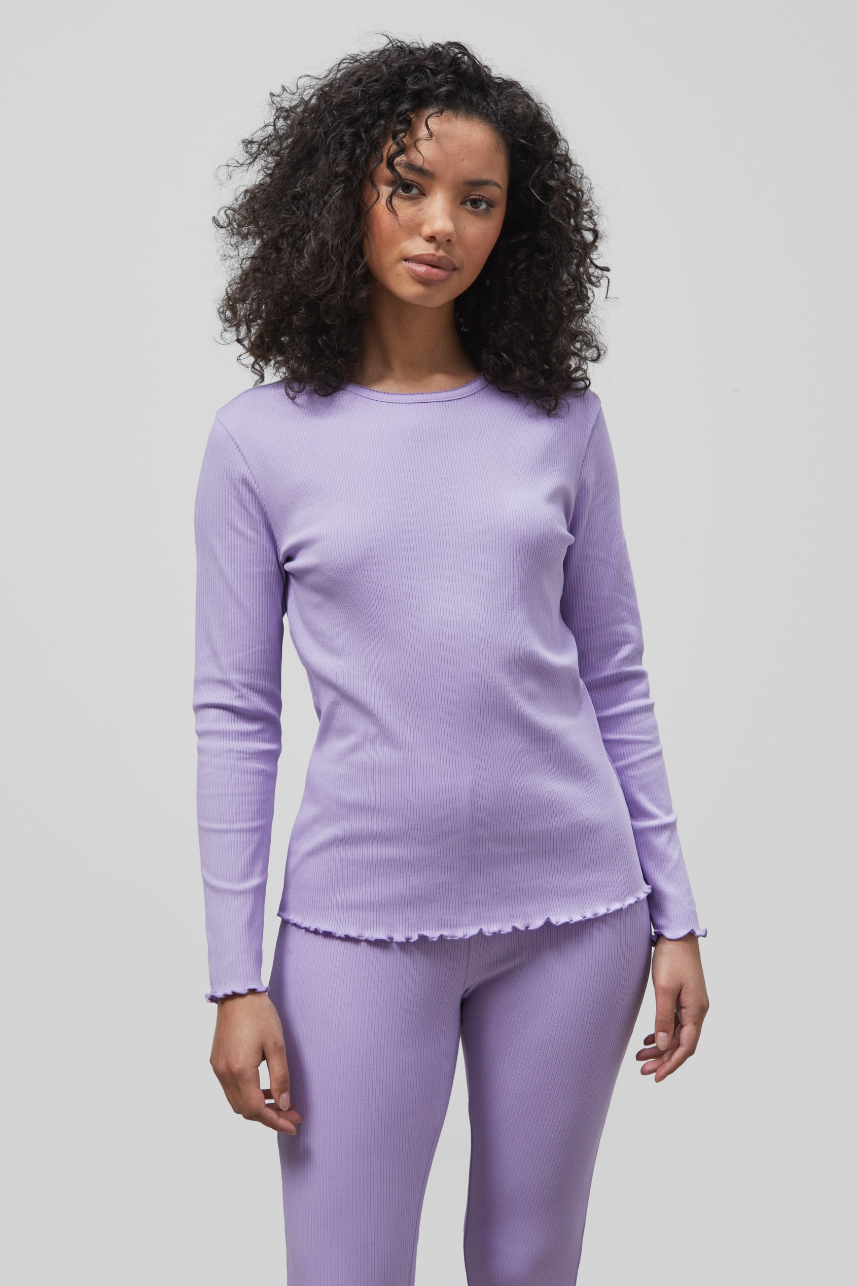 LS Picoting Ribbed T-Shirt & Leggings Set