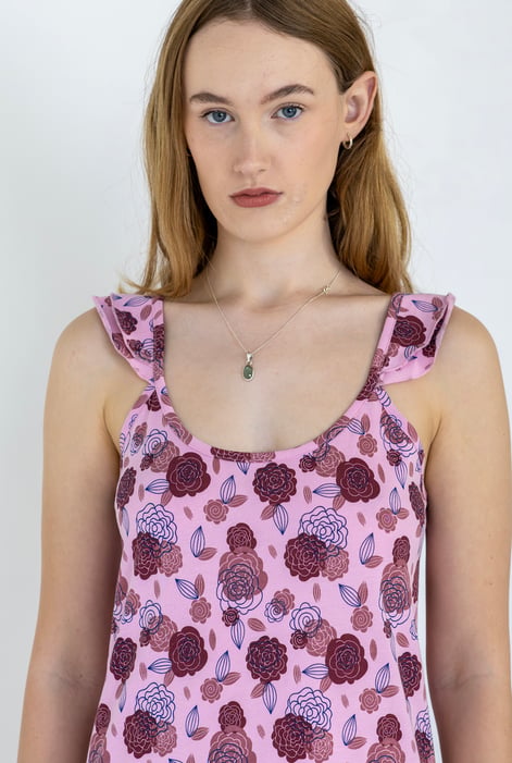 Women's Pink Jersey Cami Nightdress With Frill Detailing