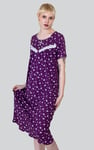 Butterfly Printed S/S Nightwear With Lacetrims