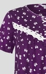 Butterfly Printed S/S Nightwear With Lacetrims