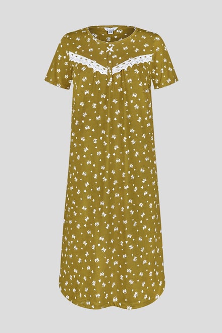 Butterfly Printed S/S Nightwear With Lacetrims