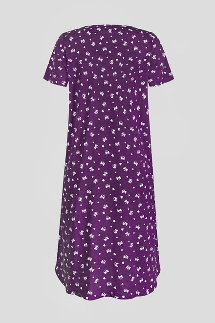 Butterfly Printed S/S Nightwear With Lacetrims