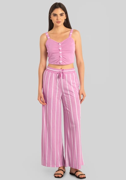 Striped Flare pant with Strappy Top Set