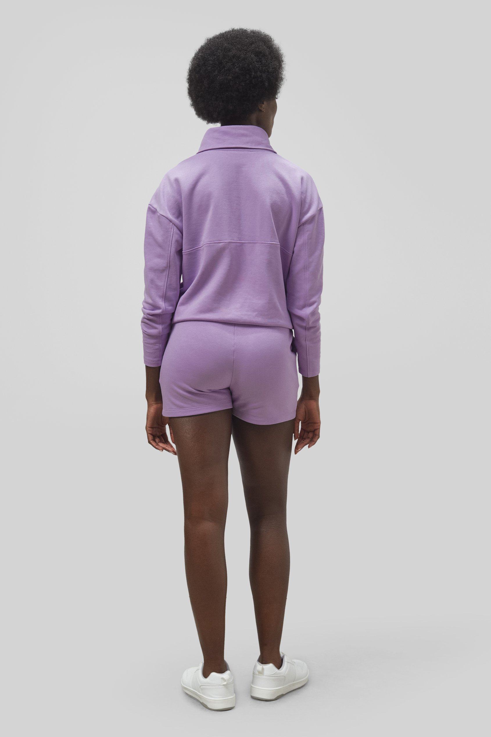 Women’s Quarter Zip Relaxed Sweatshirt and Short Set | Enorsia