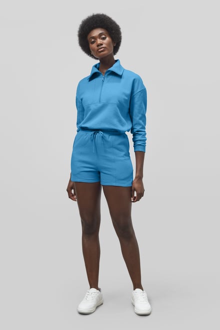 Women’s Quarter Zip Relaxed Sweatshirt and Short Set | Enorsia