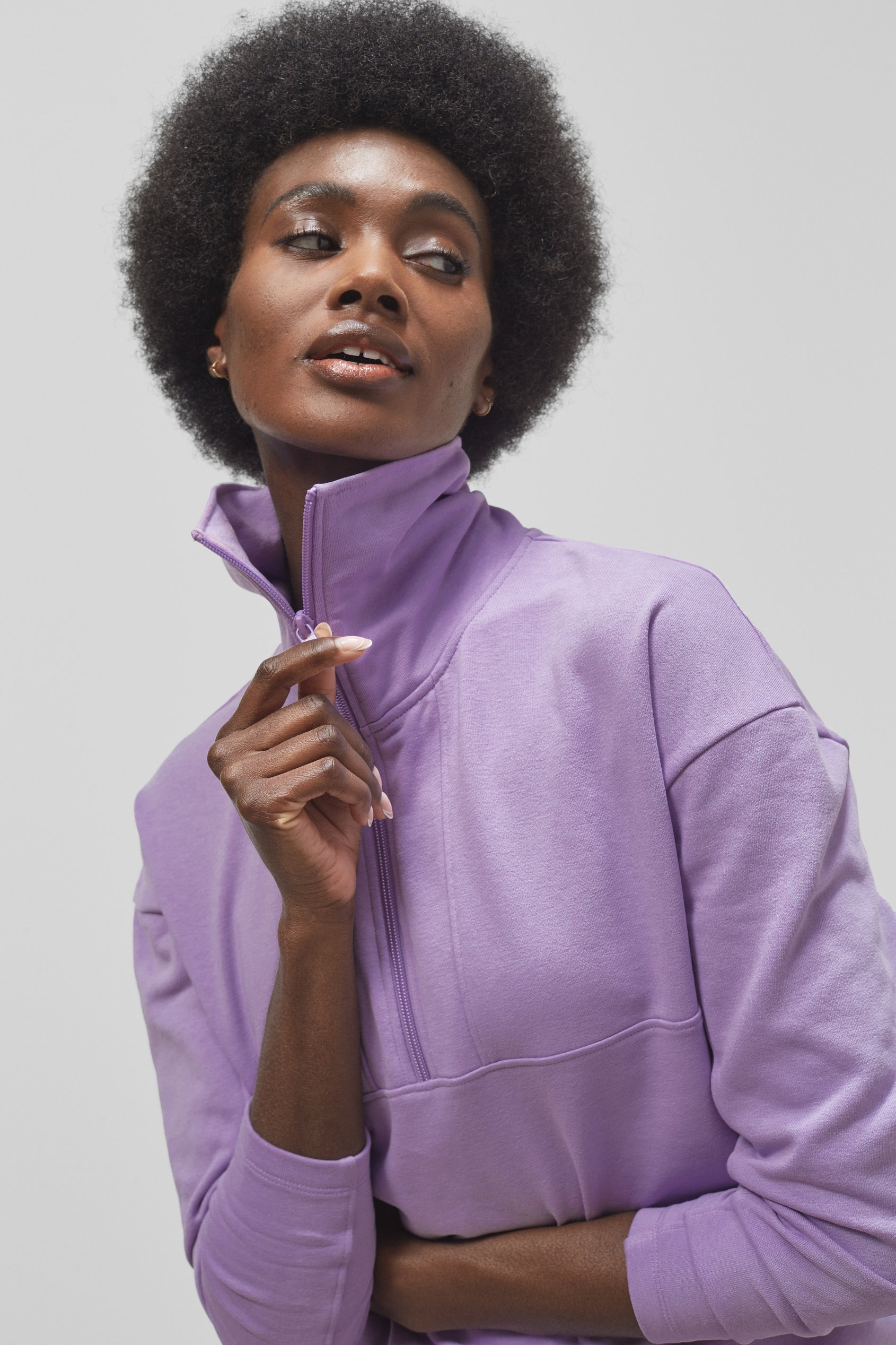 Women’s Quarter Zip Relaxed Sweatshirt and Short Set | Enorsia