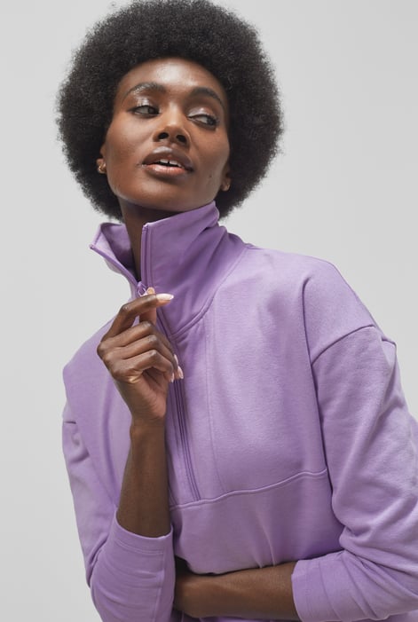 Women’s Purple Quarter Zip Relaxed Sweatshirt and Short Set | Enorsia