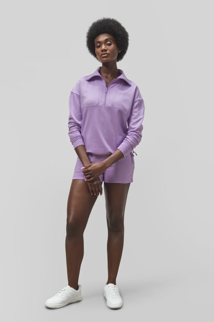 Women’s Quarter Zip Relaxed Sweatshirt and Short Set | Enorsia