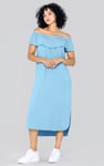 Off Shoulder Ruffle Jersey Dress