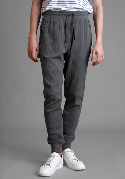 Ribbed Jersey Slim Fit Zip Pockets Joggers
