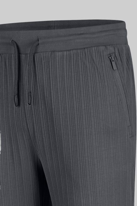 Ribbed Jersey Slim Fit Zip Pockets Joggers