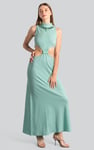 Sequin Embroidered Cut Out Waist Maxi Dress