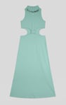 Sequin Embroidered Cut Out Waist Maxi Dress