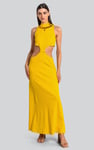 Sequin Embroidered Cut Out Waist Maxi Dress