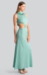 Sequin Embroidered Cut Out Waist Maxi Dress